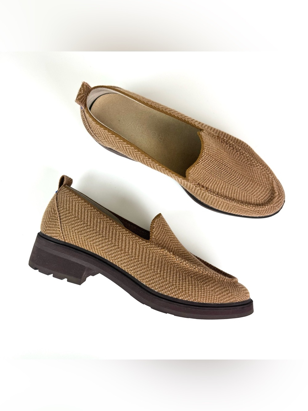 Rothy's The Lug Slip-On Loafer in Brown Teak Herringbone Knit Size Women’s 9 - Picture 3 of 11